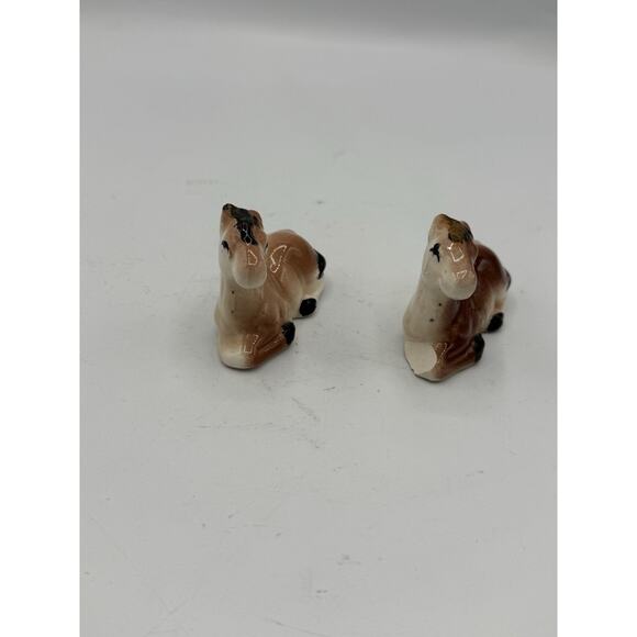 Vintage Porcelain Ceramic Glazed Finish Set Of 3 Foal Figurines JAPAN Pony Horse - Picture 2 of 6